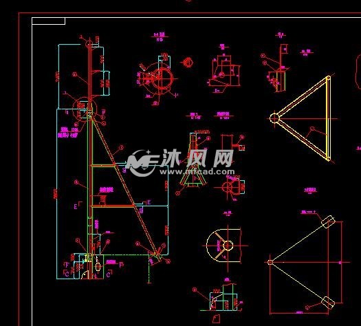 渔船前后桅杆结构制作安装图 - 海洋船舶图纸 - 沐风网