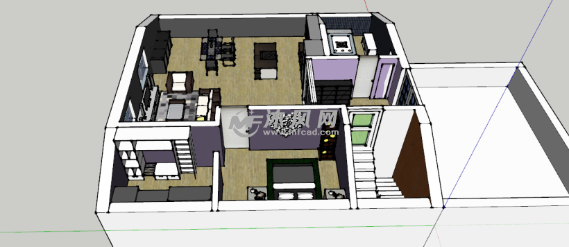 阁楼内部模型 - sketchup室内家具模型 - 沐风图纸