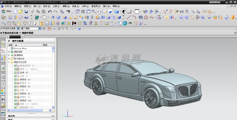 原创轿车ug外观曲面建模模型