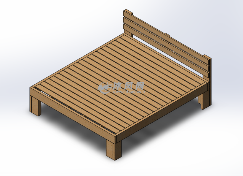 实木床1800-2000模型 - 家具家装图纸 - 沐风网