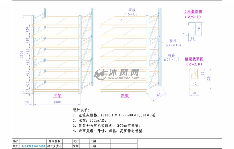 原创设计亚重式货架cad图纸