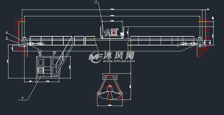 抓斗桥式起重机cad图纸