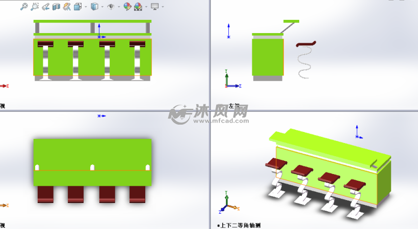 酒吧吧台设计模型三视图