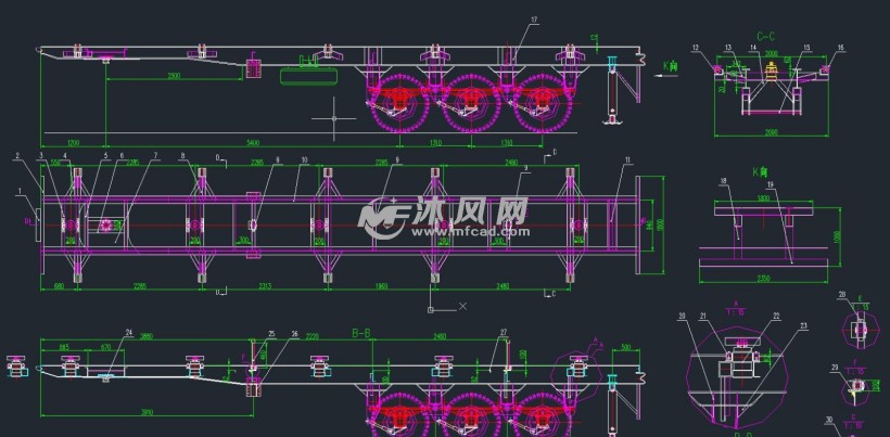 侧翻半挂车cad图纸