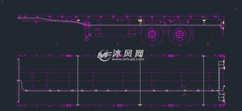 侧翻半挂车cad图纸