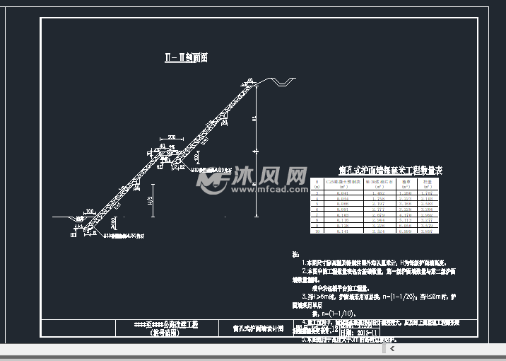 公路工程窗孔式护面墙防护设计图