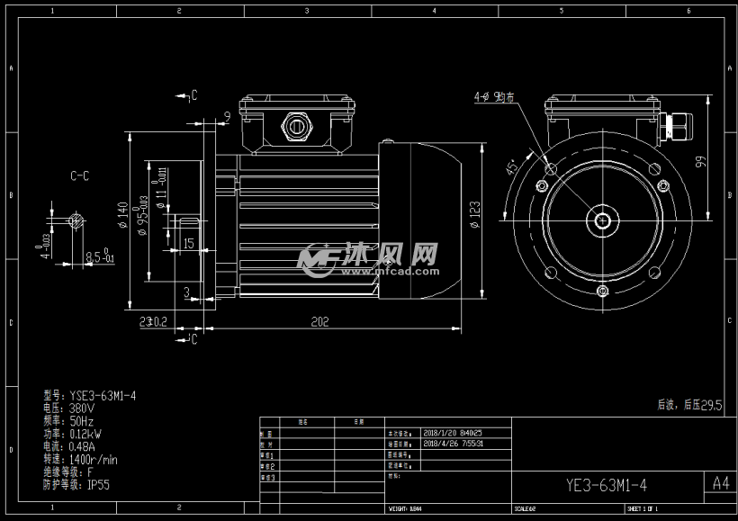 国标类ye3外形63电机图纸