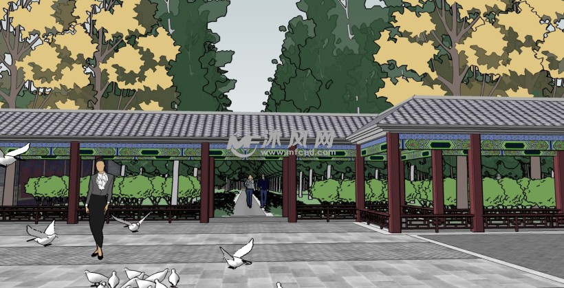 古建纪念园连廊