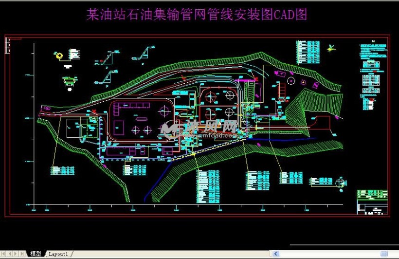 某油站石油集输管网管线安装图cad图 - autocad其他建筑图纸 - 沐风