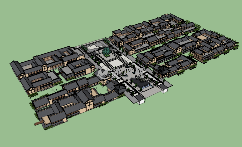 东区中式风格仿古商业街su模型