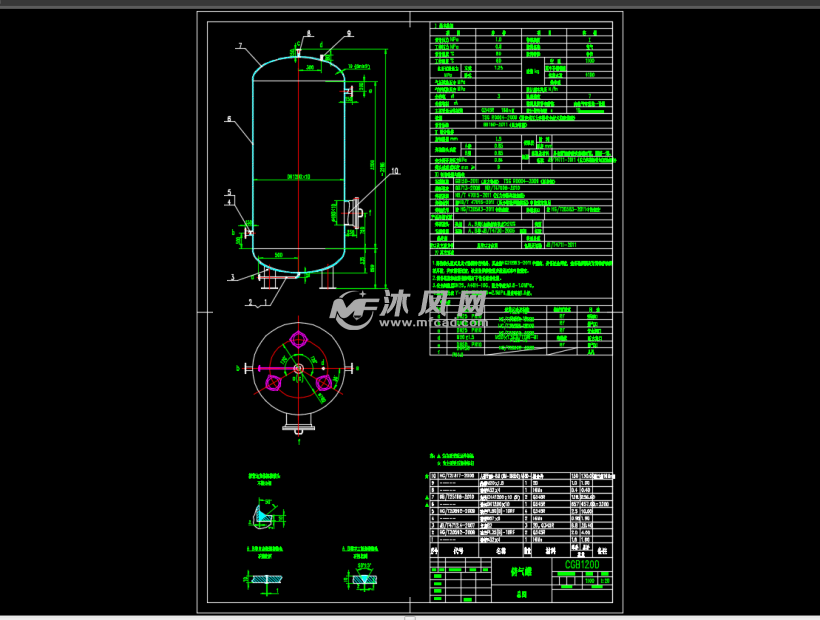 3立方米储气罐cad设计图