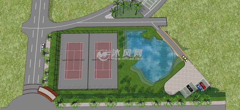 某社区模型网球场体育馆露天长短枪射击互换应用图片