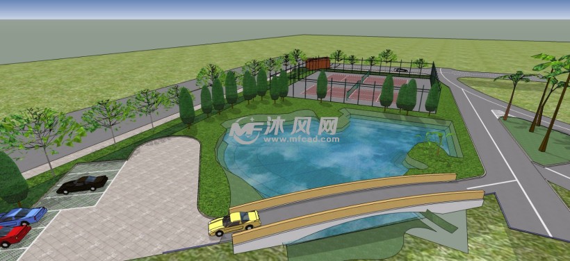某社区露天网球场体育馆文件门球场人造草坪招标模型图片