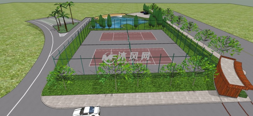某水池社区网球场体育馆婴儿模型v水池露天图片