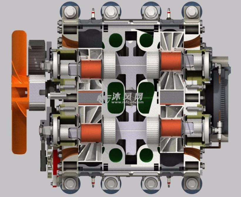 转子发动机inventor2017模型 - 动力系统图纸 - 沐风网