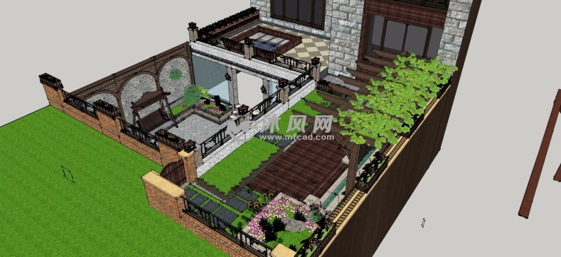 sketchup模型 景观园林规划 庭院设计