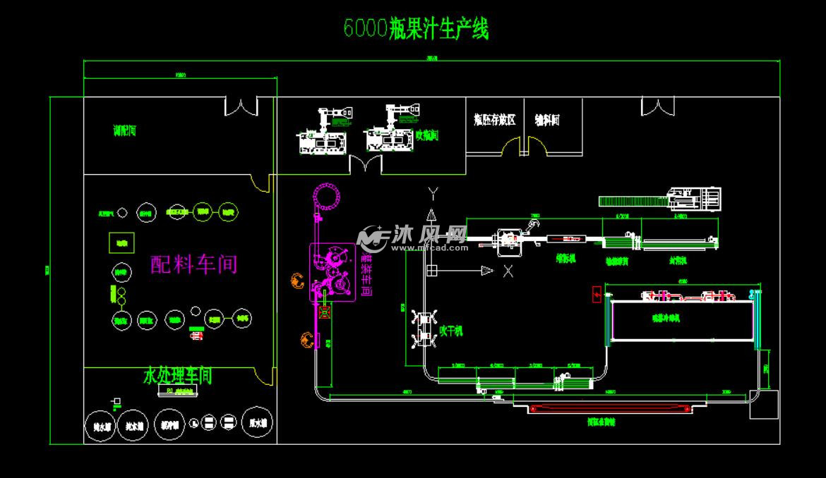 6000瓶果汁饮料生产线车间布置图