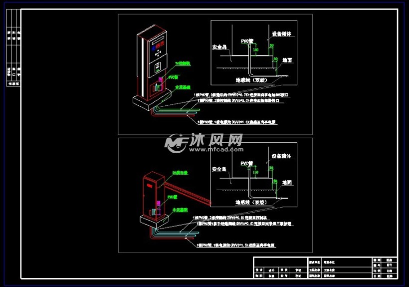 大型停车场翼闸门禁安装管线电气图纸