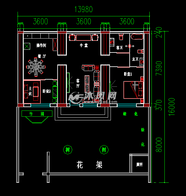 农家窑洞小院 - 住宅建筑图纸 - 沐风网