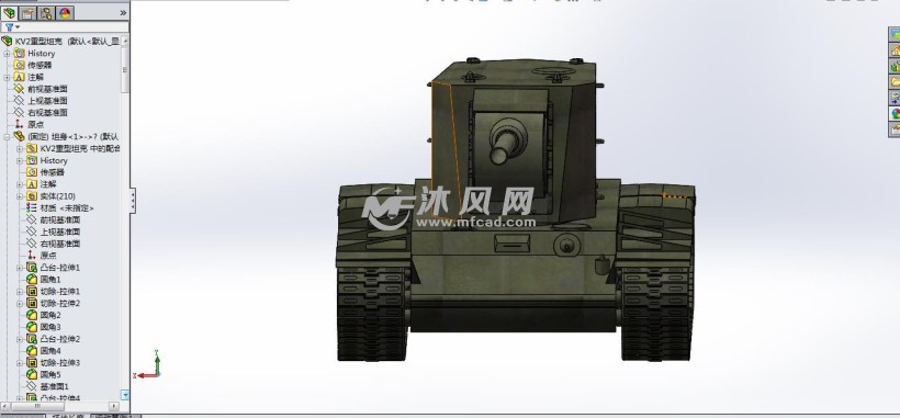 kv2重型坦克-二战苏联怪兽 - 军工模型图纸 - 沐风网