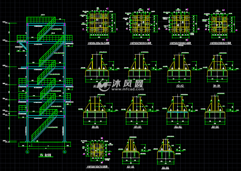 钢结构工业设备基础及钢桁架图