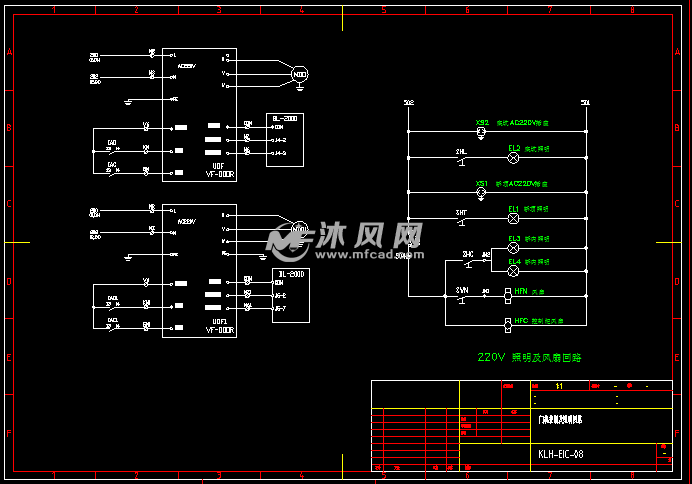 2吨货梯电气原理图及接线图cad图纸