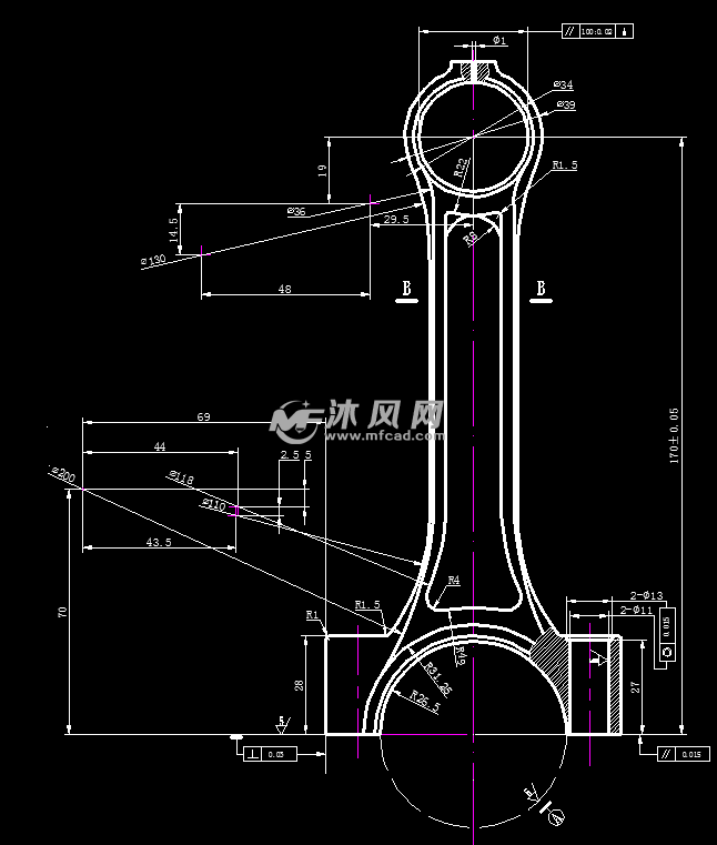 478型柴油连杆图 - 传动件图纸 - 沐风网