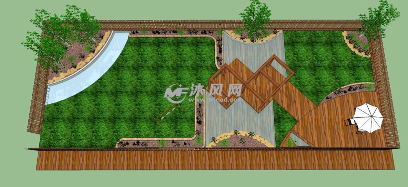 精制木制庭院花园俯视图