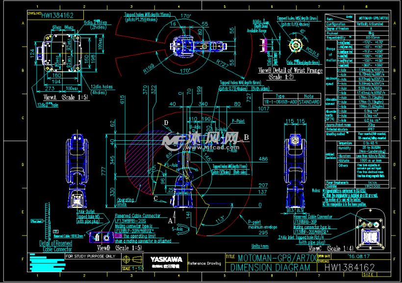 yaskawa安川gp8机器人 - 机器人模型图纸 - 沐风网