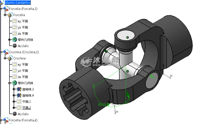 catia十字轴万向节三维模型
