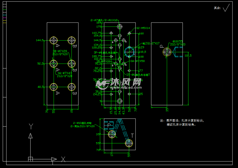 液压阀块油路块 - 液压及气动元件图纸 - 沐风网