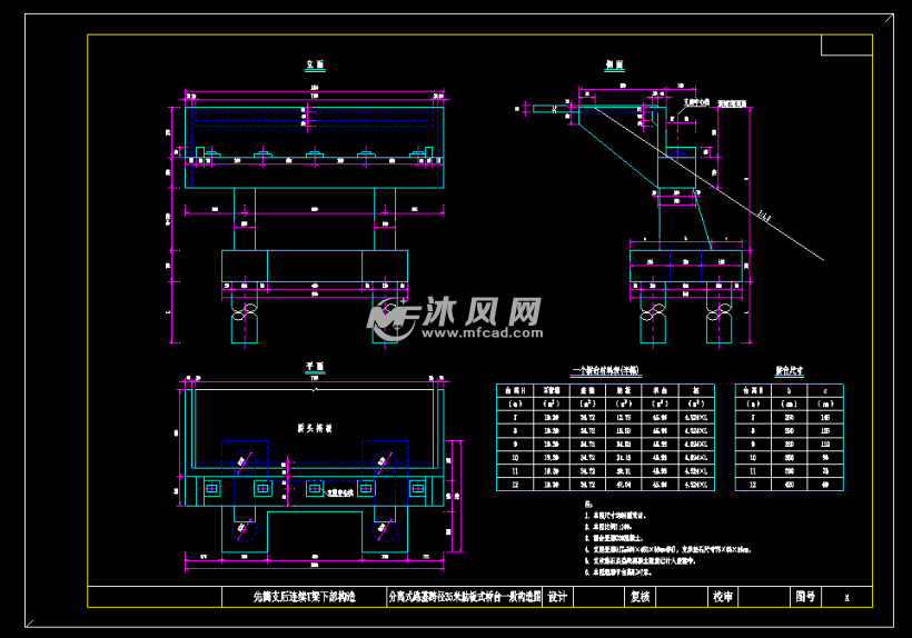 35x26分离式路基肋板式桥台一般构造图