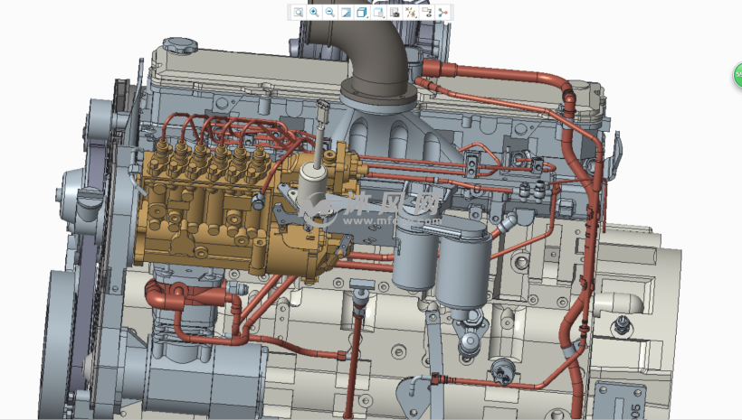 汽车6缸6LTAA发动机总成结构模型