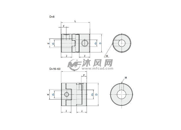 3款十字滑块型联轴器 - 传动件图纸 - 沐风网