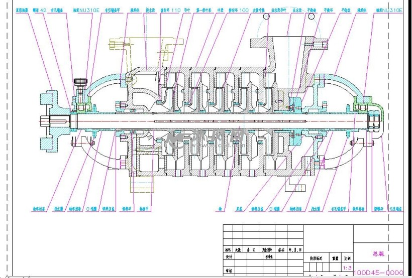 100d45矿用多级离心泵 - 泵图纸 - 沐风网