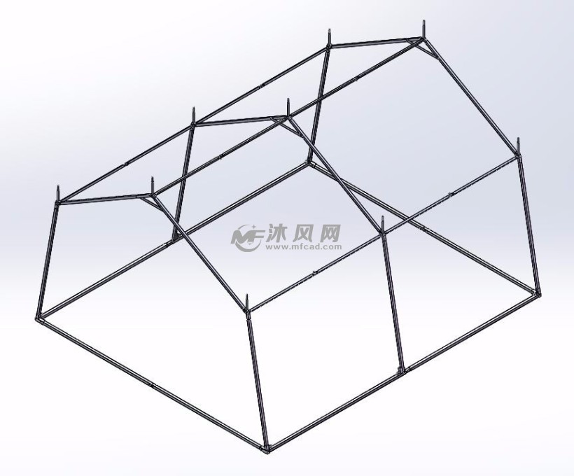 这是帐篷骨架的整体装配图,可以简单的了解帐篷骨架的结构.