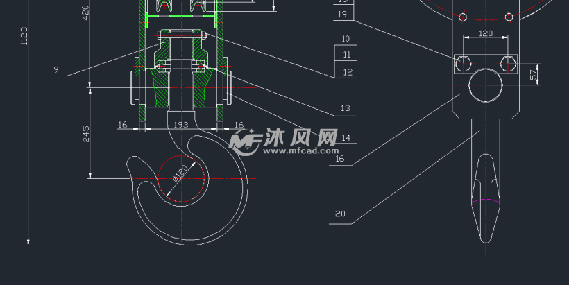 10t吊钩图纸