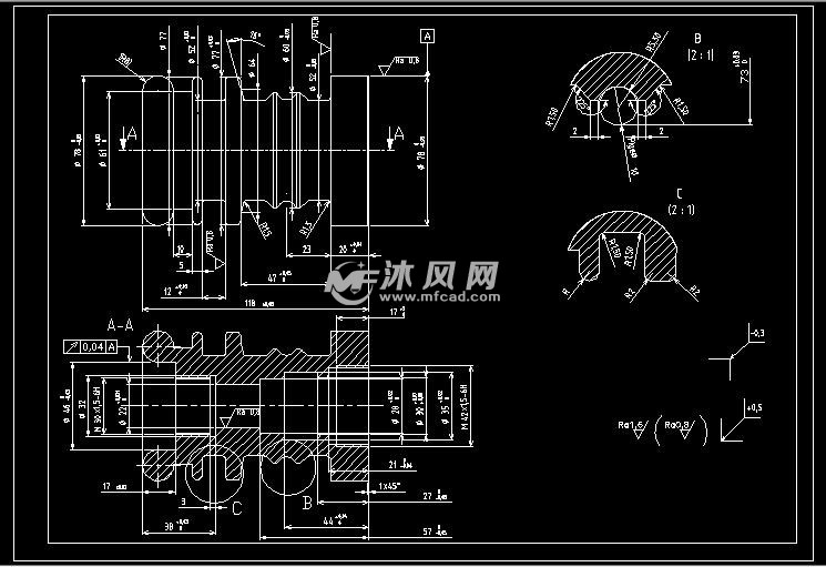 cnc数控车床练习加工零件图 - 机械加工图纸 - 沐风网