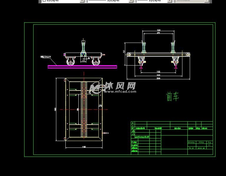 客车转运输送工艺小车图纸设计图