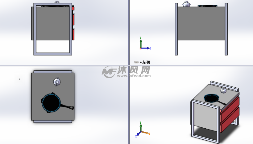 橱柜三维模型三视图