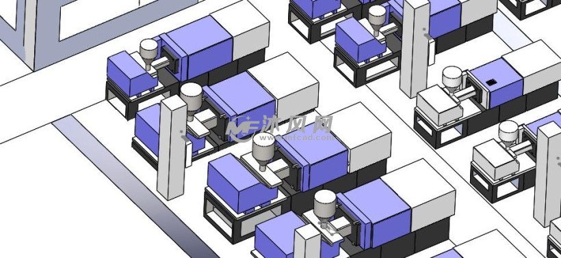 注塑车间规划布局模型(45台注塑成型机)-sw16包含全部特征