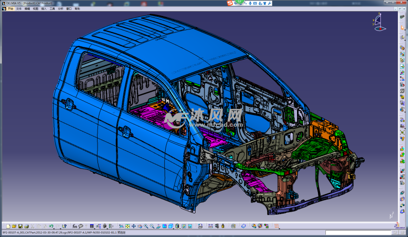 详细的双排柴油皮卡车身结构设计模型(catia) - 车身