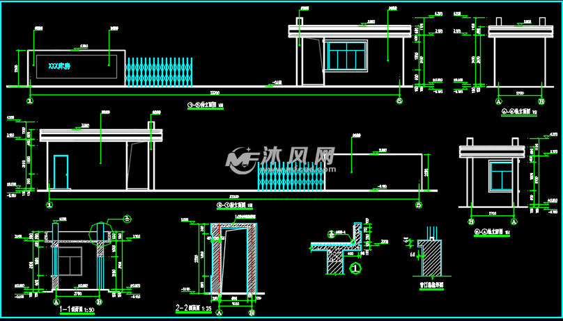 某地厂区门房大门建筑设计施工图