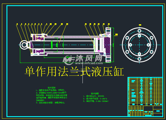 单作用法兰式液压缸设计