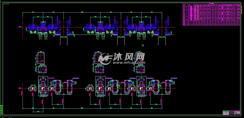 鞍山某钢厂1号轧线,粗中精轧机图纸及土建定位图