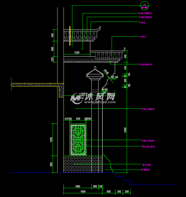 徽派马头墙门头建筑设计详图