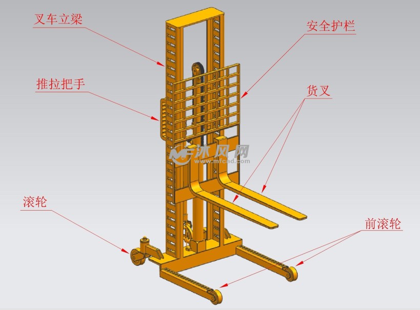 手动液压叉车建模