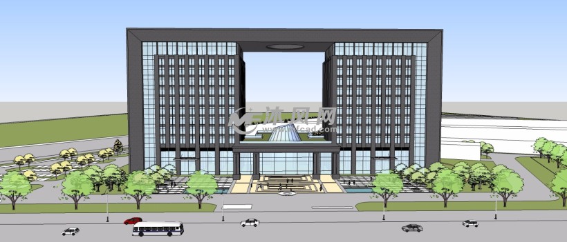 现代商务写字楼大厦三维模型 - 建筑模型图纸 - 沐风网