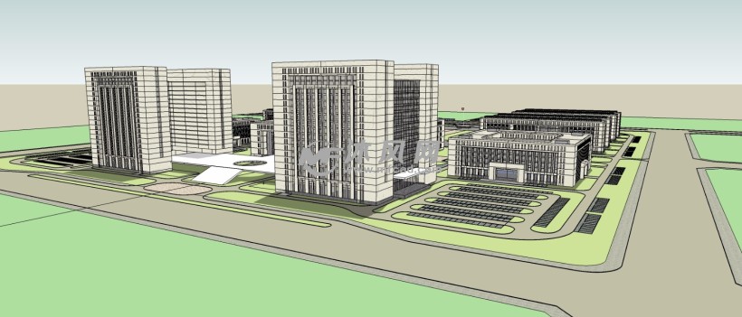 江苏某新兴产业园行政办公楼规划方案三维模型