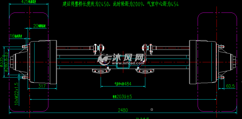 半挂车车桥图纸